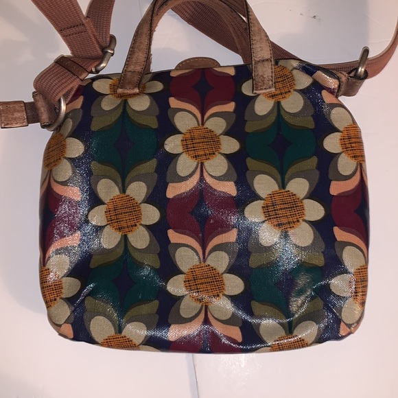 FOSSIL Key-Per Floral Multicolor Coated Canvas & Leather Tote Crossbody - Picture 4 of 13